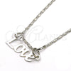 Rhodium Gold Filled Pendant Necklace, Love Design, Polished, Rhodium Finish, 04.106.0028.1.20 (02 MM Thickness, 20 Inches Length)