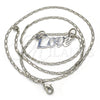 Rhodium Gold Filled Pendant Necklace, Love Design, Polished, Rhodium Finish, 04.106.0028.1.20 (02 MM Thickness, 20 Inches Length)