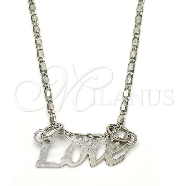 White Gold Filled Necklace — Pendant Necklace Love Design Polished 04. 02 MM — main product view — SKU 119852 | Oro Laminado Blanco collar — Pendant Necklace Love diseño pulido 04. 02 MM — SKU 119852