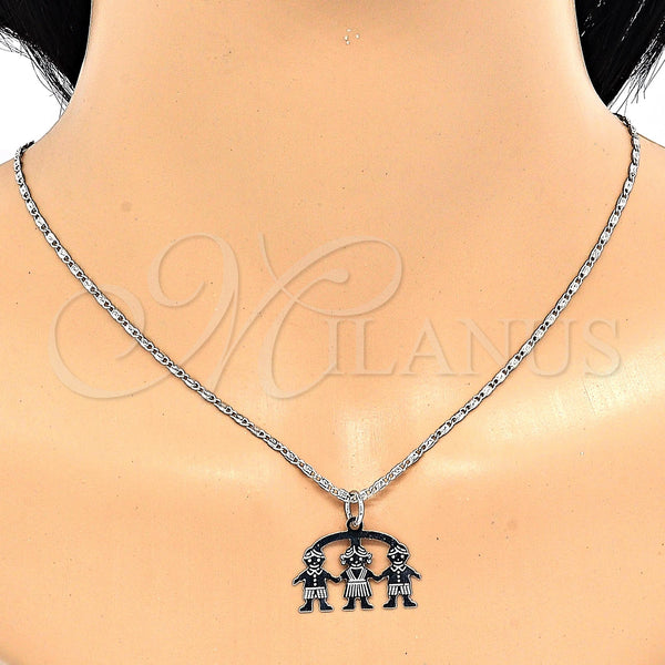 White Gold Filled Necklace — Pendant Necklace Little Girl and Little Boy Design — alternate product view — SKU 119856 | Oro Laminado Blanco collar — Pendant Necklace Little Girl and Little Boy diseño — SKU 119856