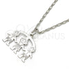 Rhodium Gold Filled Pendant Necklace, Little Girl and Little Boy Design, Polished, Rhodium Finish, 04.106.0030.1.20 (02 MM Thickness, 20 Inches Length)