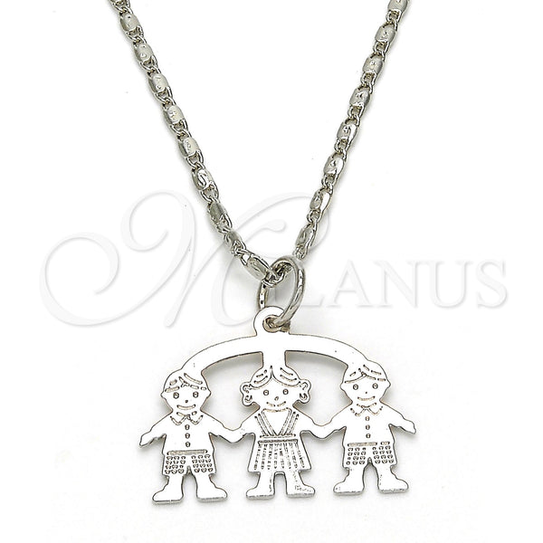 White Gold Filled Necklace — Pendant Necklace Little Girl and Little Boy Design — main product view — SKU 119856 | Oro Laminado Blanco collar — Pendant Necklace Little Girl and Little Boy diseño — SKU 119856