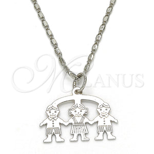 White Gold Filled Necklace — Pendant Necklace Little Girl and Little Boy Design — main product view — SKU 119856 | Oro Laminado Blanco collar — Pendant Necklace Little Girl and Little Boy diseño — SKU 119856