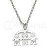 Rhodium Gold Filled Pendant Necklace, Little Girl and Little Boy Design, Polished, Rhodium Finish, 04.106.0030.1.20 (02 MM Thickness, 20 Inches Length)