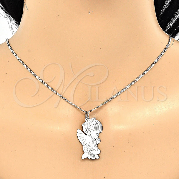 White Gold Filled Necklace — Pendant Necklace Angel Design Polished 04. 02 MM — alternate product view — SKU 119858 | Oro Laminado Blanco collar — Pendant Necklace Angel diseño pulido 04. 02 MM — SKU 119858