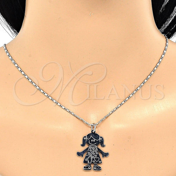 White Gold Filled Necklace — Pendant Necklace Little Girl and Heart Design Polished — alternate product view — SKU 119860 | Oro Laminado Blanco collar — Pendant Necklace Little Girl and corazón diseño pulido — SKU 119860