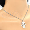 Rhodium Gold Filled Pendant Necklace, Little Girl and Heart Design, Polished, Rhodium Finish, 04.106.0032.1.20 (02 MM Thickness, 20 Inches Length)