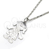 Rhodium Gold Filled Pendant Necklace, Little Girl and Heart Design, Polished, Rhodium Finish, 04.106.0032.1.20 (02 MM Thickness, 20 Inches Length)