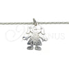 Rhodium Gold Filled Pendant Necklace, Little Girl and Heart Design, Polished, Rhodium Finish, 04.106.0032.1.20 (02 MM Thickness, 20 Inches Length)