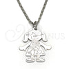 Rhodium Gold Filled Pendant Necklace, Little Girl and Heart Design, Polished, Rhodium Finish, 04.106.0032.1.20 (02 MM Thickness, 20 Inches Length)