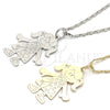 Rhodium Gold Filled Pendant Necklace, Little Girl and Heart Design, Polished, Rhodium Finish, 04.106.0032.1.20 (02 MM Thickness, 20 Inches Length)