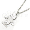 Rhodium Gold Filled Pendant Necklace, Little Boy Design, Polished, Rhodium Finish, 04.106.0033.1.20 (02 MM Thickness, 20 Inches Length)