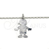 Rhodium Gold Filled Pendant Necklace, Little Boy Design, Polished, Rhodium Finish, 04.106.0033.1.20 (02 MM Thickness, 20 Inches Length)