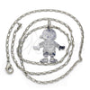 Rhodium Gold Filled Pendant Necklace, Little Boy Design, Polished, Rhodium Finish, 04.106.0033.1.20 (02 MM Thickness, 20 Inches Length)