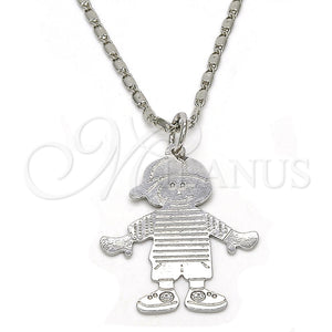 White Gold Filled Necklace — Pendant Necklace Little Boy Design Polished 04. 02 — main product view — SKU 119862 | Oro Laminado Blanco collar — Pendant Necklace Little Boy diseño pulido 04. 02 — SKU 119862