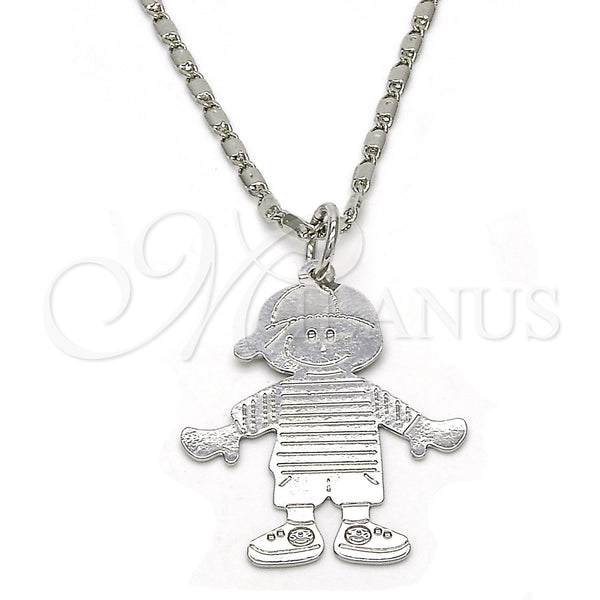 White Gold Filled Necklace — Pendant Necklace Little Boy Design Polished 04. 02 — main product view — SKU 119862 | Oro Laminado Blanco collar — Pendant Necklace Little Boy diseño pulido 04. 02 — SKU 119862