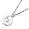 Rhodium Gold Filled Pendant Necklace, Feet and Heart Design, Polished, Rhodium Finish, 04.106.0034.1.20 (02 MM Thickness, 20 Inches Length)