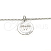 Rhodium Gold Filled Pendant Necklace, Feet and Heart Design, Polished, Rhodium Finish, 04.106.0034.1.20 (02 MM Thickness, 20 Inches Length)