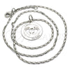 Rhodium Gold Filled Pendant Necklace, Feet and Heart Design, Polished, Rhodium Finish, 04.106.0034.1.20 (02 MM Thickness, 20 Inches Length)