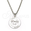 Rhodium Gold Filled Pendant Necklace, Feet and Heart Design, Polished, Rhodium Finish, 04.106.0034.1.20 (02 MM Thickness, 20 Inches Length)