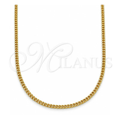 Oro Laminado Basic Necklace, Gold Filled Style Miami Cuban Design, Polished, Golden Finish, 04.213.0090.20 (02 MM Thickness, 20 Inches Length)