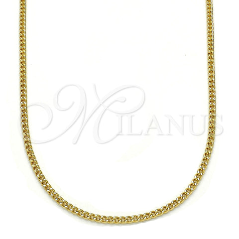 Oro Laminado Basic Necklace, Gold Filled Style Miami Cuban Design, Polished, Golden Finish, 04.213.0090.20 (02 MM Thickness, 20 Inches Length)