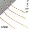 Oro Laminado Basic Necklace, Gold Filled Style Miami Cuban Design, Polished, Golden Finish, 04.213.0090.20 (02 MM Thickness, 20 Inches Length)