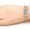 Oro Laminado Fancy Bracelet, Gold Filled Style Dolphin Design, Polished, Two Tone, 03.63.1837.08 (04 MM Thickness, 8 Inches Length)
