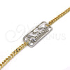 Oro Laminado Fancy Bracelet, Gold Filled Style Dolphin Design, Polished, Two Tone, 03.63.1837.08 (04 MM Thickness, 8 Inches Length)