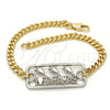 Oro Laminado Fancy Bracelet, Gold Filled Style Dolphin Design, Polished, Two Tone, 03.63.1837.08 (04 MM Thickness, 8 Inches Length)