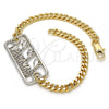 Oro Laminado Fancy Bracelet, Gold Filled Style Dolphin Design, Polished, Two Tone, 03.63.1837.08 (04 MM Thickness, 8 Inches Length)