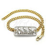 Oro Laminado Fancy Anklet, Gold Filled Style Dolphin Design, Polished, Two Tone, 03.63.1837.10 (04 MM Thickness, 10 Inches Length)