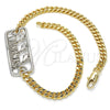 Oro Laminado Fancy Anklet, Gold Filled Style Dolphin Design, Polished, Two Tone, 03.63.1837.10 (04 MM Thickness, 10 Inches Length)