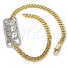 Oro Laminado Fancy Anklet, Gold Filled Style Dolphin Design, Polished, Two Tone, 03.63.1837.10 (04 MM Thickness, 10 Inches Length)