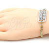 Oro Laminado Fancy Bracelet, Gold Filled Style Tree Design, Polished, Two Tone, 03.63.1838.08 (04 MM Thickness, 8 Inches Length)
