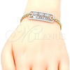 Oro Laminado Fancy Bracelet, Gold Filled Style Tree Design, Polished, Two Tone, 03.63.1838.08 (04 MM Thickness, 8 Inches Length)