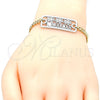 Oro Laminado Fancy Bracelet, Gold Filled Style Tree Design, Polished, Two Tone, 03.63.1838.08 (04 MM Thickness, 8 Inches Length)