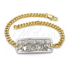Oro Laminado Fancy Bracelet, Gold Filled Style Tree Design, Polished, Two Tone, 03.63.1838.08 (04 MM Thickness, 8 Inches Length)