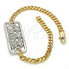 Oro Laminado Fancy Bracelet, Gold Filled Style Tree Design, Polished, Two Tone, 03.63.1838.08 (04 MM Thickness, 8 Inches Length)