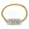 Oro Laminado Fancy Bracelet, Gold Filled Style Tree Design, Polished, Two Tone, 03.63.1838.08 (04 MM Thickness, 8 Inches Length)