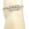 Oro Laminado Fancy Anklet, Gold Filled Style Tree Design, Polished, Two Tone, 03.63.1838.10 (04 MM Thickness, 10 Inches Length)