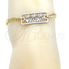 Oro Laminado Fancy Anklet, Gold Filled Style Tree Design, Polished, Two Tone, 03.63.1838.10 (04 MM Thickness, 10 Inches Length)