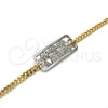 Oro Laminado Fancy Anklet, Gold Filled Style Tree Design, Polished, Two Tone, 03.63.1838.10 (04 MM Thickness, 10 Inches Length)