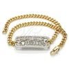 Oro Laminado Fancy Anklet, Gold Filled Style Tree Design, Polished, Two Tone, 03.63.1838.10 (04 MM Thickness, 10 Inches Length)
