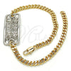 Oro Laminado Fancy Anklet, Gold Filled Style Tree Design, Polished, Two Tone, 03.63.1838.10 (04 MM Thickness, 10 Inches Length)