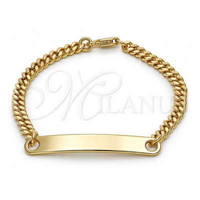 Oro Laminado ID Bracelet, Gold Filled Style Polished, Golden Finish, 03.63.1840.08 (120 Gauge, 05 MM Thickness, 8 Inches Length)