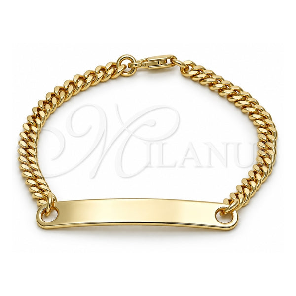 Oro Laminado ID Bracelet, Gold Filled Style Polished, Golden Finish, 03.63.1840.08 (120 Gauge, 05 MM Thickness, 8 Inches Length)