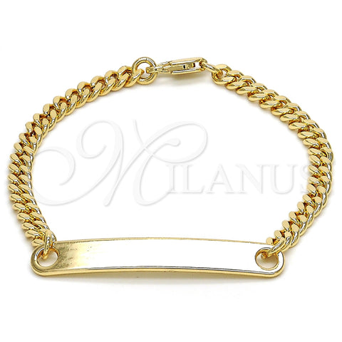 Oro Laminado ID Bracelet, Gold Filled Style Polished, Golden Finish, 03.63.1840.08 (120 Gauge, 05 MM Thickness, 8 Inches Length)