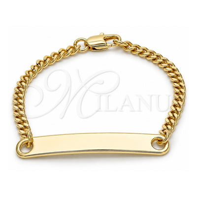 Oro Laminado ID Bracelet, Gold Filled Style Polished, Golden Finish, 03.63.1841.06 (100 Gauge, 04 MM Thickness, 6 Inches Length)