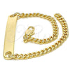 Oro Laminado ID Bracelet, Gold Filled Style Polished, Golden Finish, 03.63.1841.08 (100 Gauge, 04 MM Thickness, 8 Inches Length)
